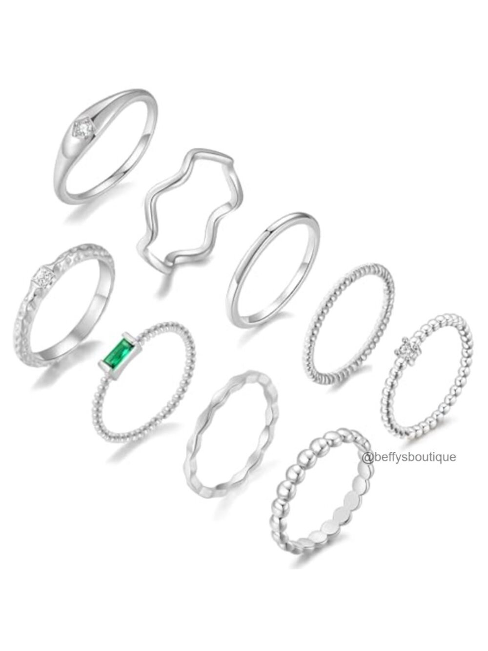 14K Gold Plated Stackable Rings for Women CZ Eternity Band Knuckle Ring Set